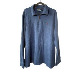 Polo by Ralph Lauren Blue Long Sleeve Sweater 1/4 Zip Sz XL